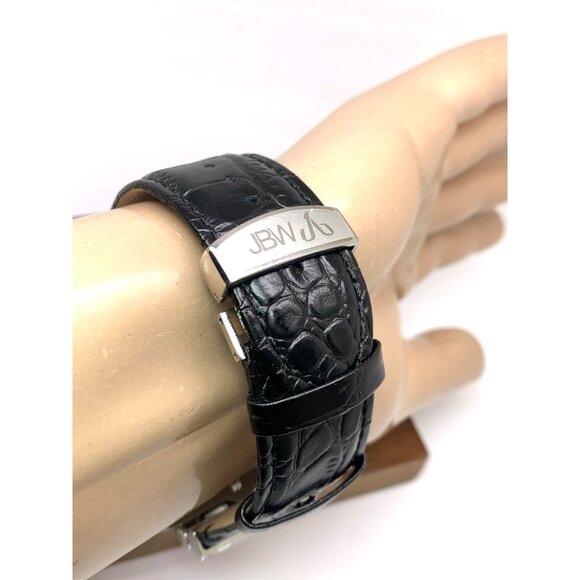 JBW Men's Watch JB6215 Phantom Diamond Quartz Silver Square 42mm Black Leather - Picture 10 of 14